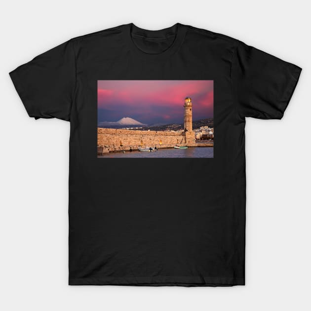 The lighthouse of Rethimno & Psiloritis mountain T-Shirt by Cretense72